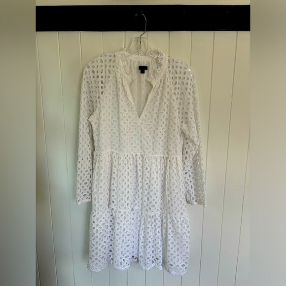 JCrew White Eyelet Tiered Dress - Picture 1 of 7